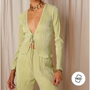 Peppermayo Barcelona Nights Tie Top and 90s muse pants in Sage